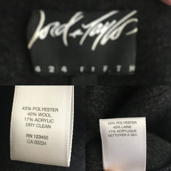 LORD & TAYLOR Wool Cropped Short Sleeve Sweater Charcoal Black Grey S - Picture 8 of 8